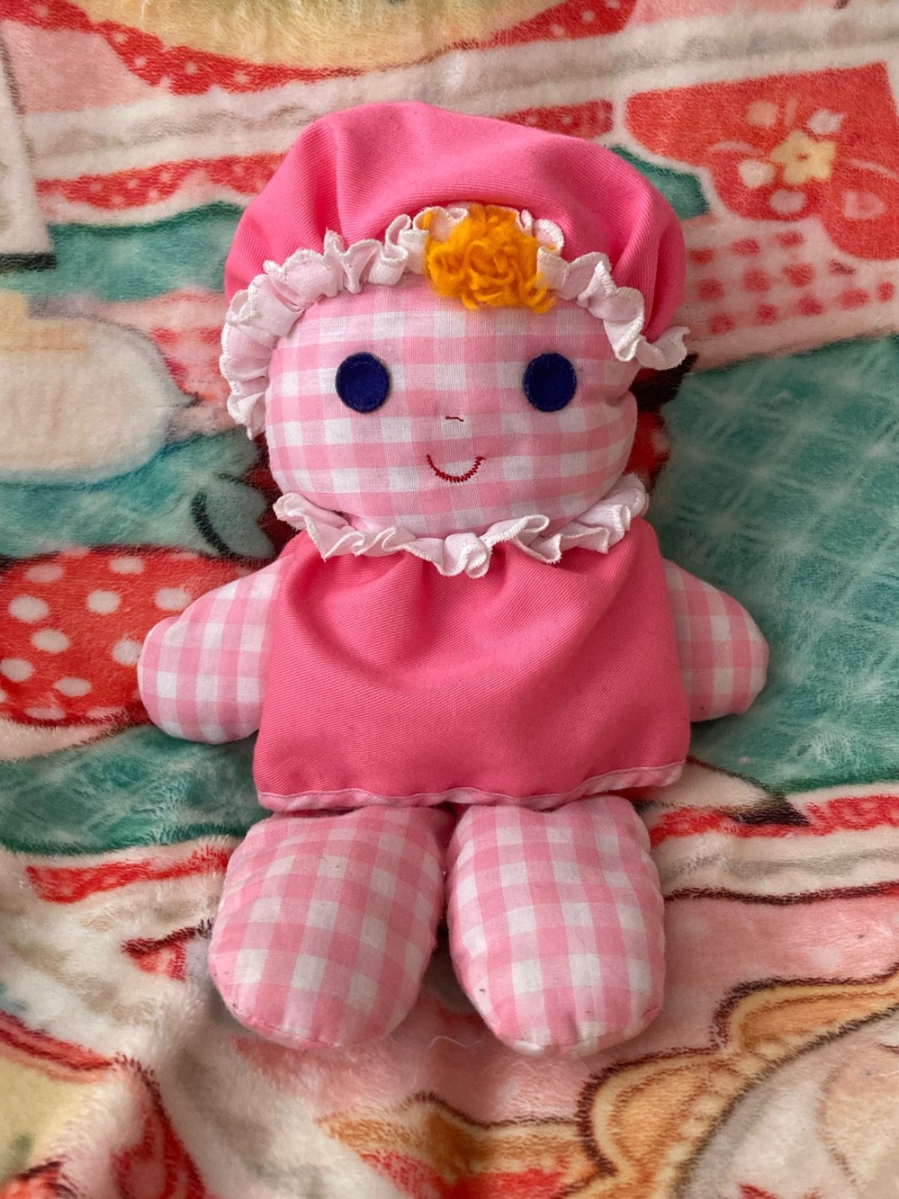 Vintage 1975 FisherPrice Lolly Dolly Rattle Doll Plush Stuffy